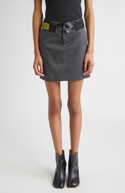Released Waistband Stretch Gabardine Miniskirt