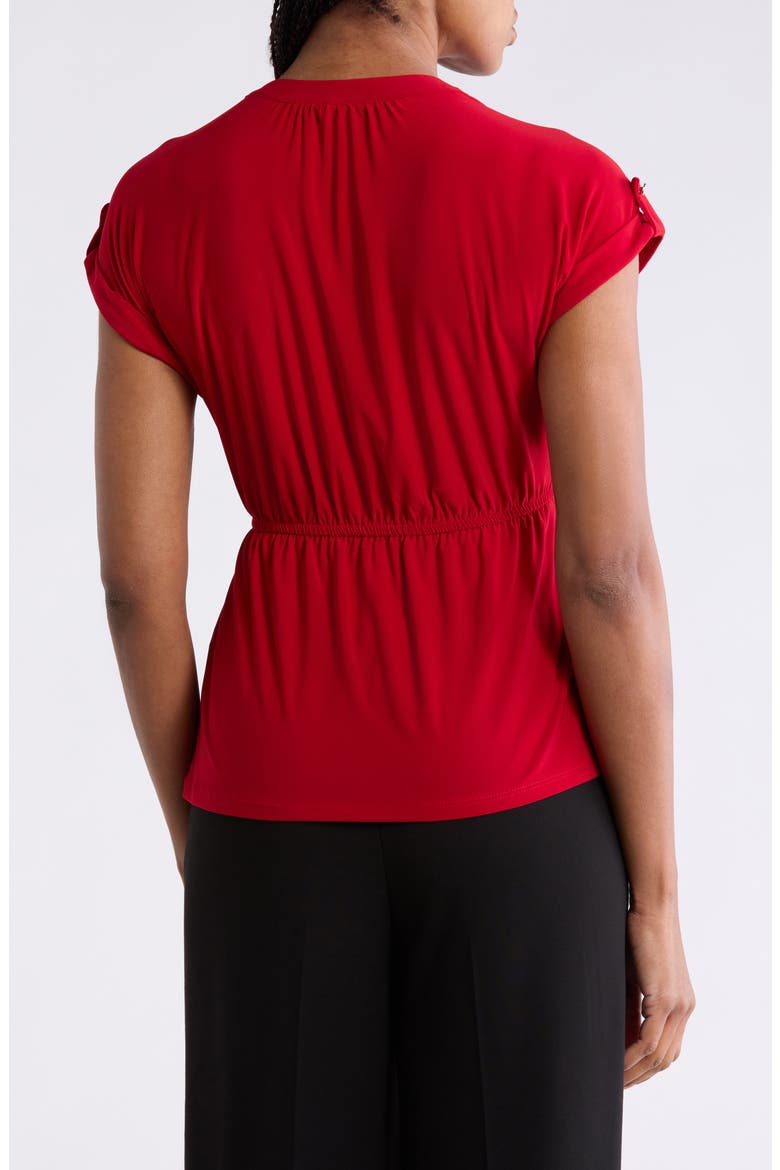 Roll Tab Button Front Blouse, Alternate, color, RED