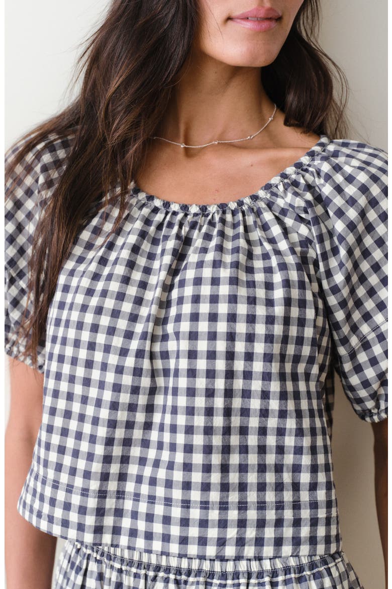 Gia Poplin Top, Alternate, color, NAVY GINGHAM