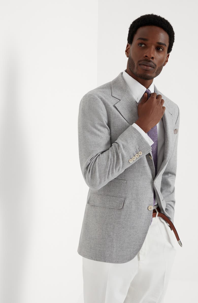 Brunello Cucinelli Diagonal twill unconstructed blazer, Alternate, color, 