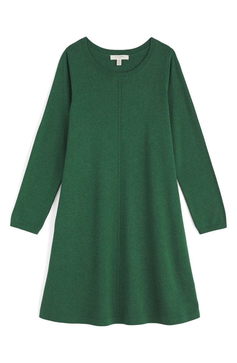 Seasalt Cornwall Long Sleeve Organic Cotton A-Line Sweater Dress, Alternate, color, Evergreen