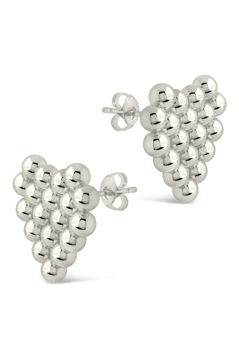 Meredith Beaded Heart Stud Earrings, Alternate, color, SILVER