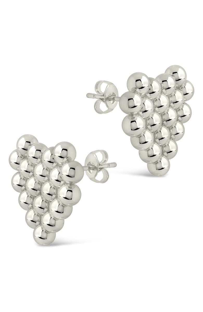 Sterling Forever Meredith Beaded Heart Stud Earrings, Alternate, color, Silver