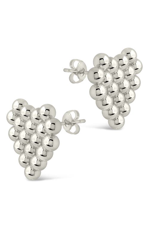 Sterling Forever Meredith Beaded Heart Stud Earrings In Silver