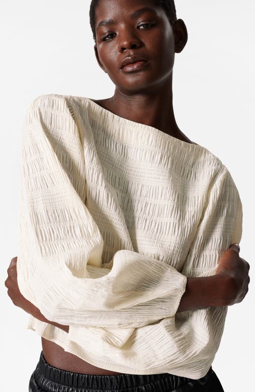 Shop & Other Stories Shirred Bateau Neck Top In White Dusty Light