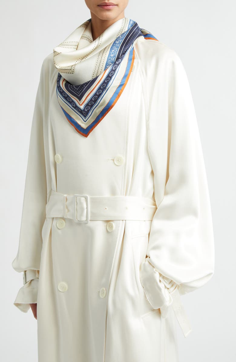 TOTEME Collector Organic Cotton Blend Voile Sarong, Main, color, Ecru/ Navy