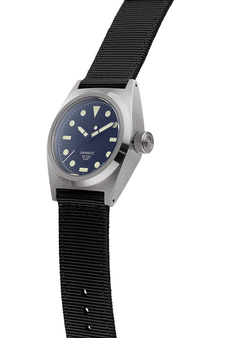 Modello Due Automatic NATO Strap Classic Watch, 37mm x 39mm, Alternate, color, BLACK STEEL