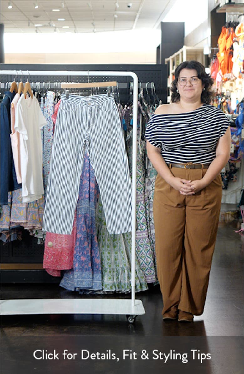 Stripe Crop Straight Leg Cotton Pants, sales video thumbnail