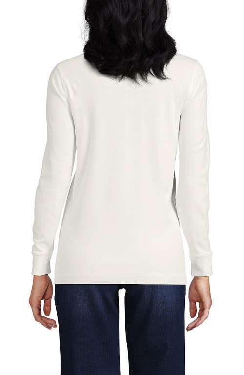 Lands' End Relaxed Cotton Long Sleeve Mock Turtleneck In White