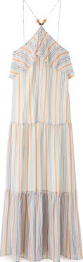MANGO Vestido Hannah Stripe Ruffle Chiffon Maxi Dress