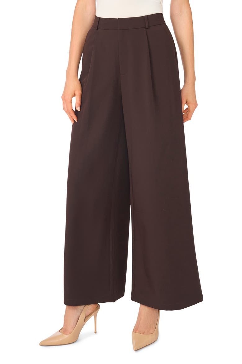 Pleated Wide Leg Trousers, Main, color, CHOCOLATE PLUM