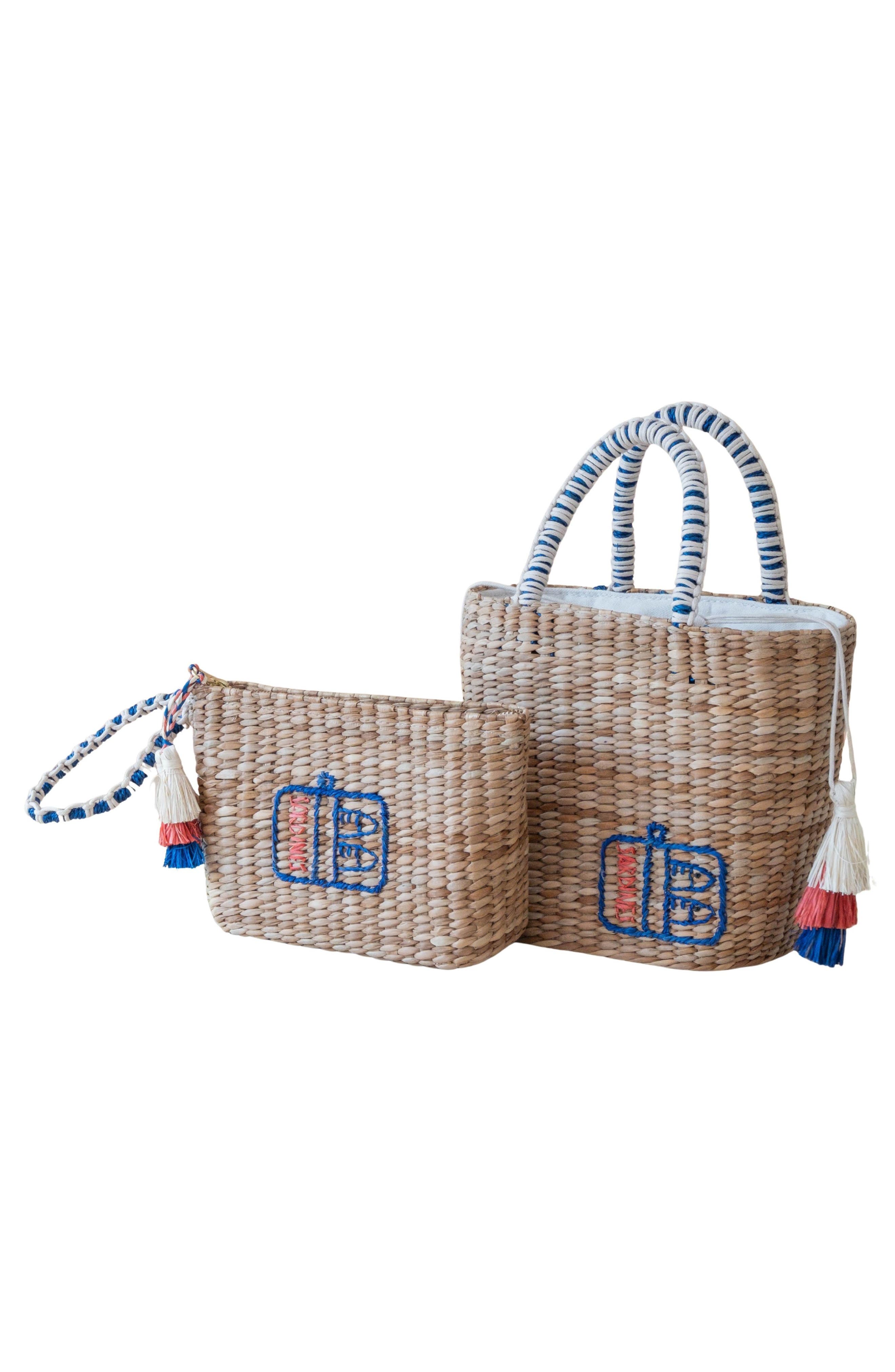 LIKHA Sardine Can Embroidered Straw Pouch, Alternate, color, 