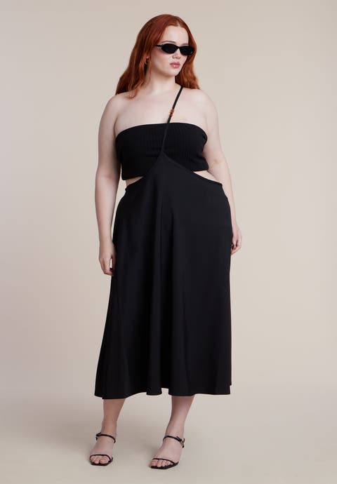 Bead-Detail Strap Midi Skirt (Plus)