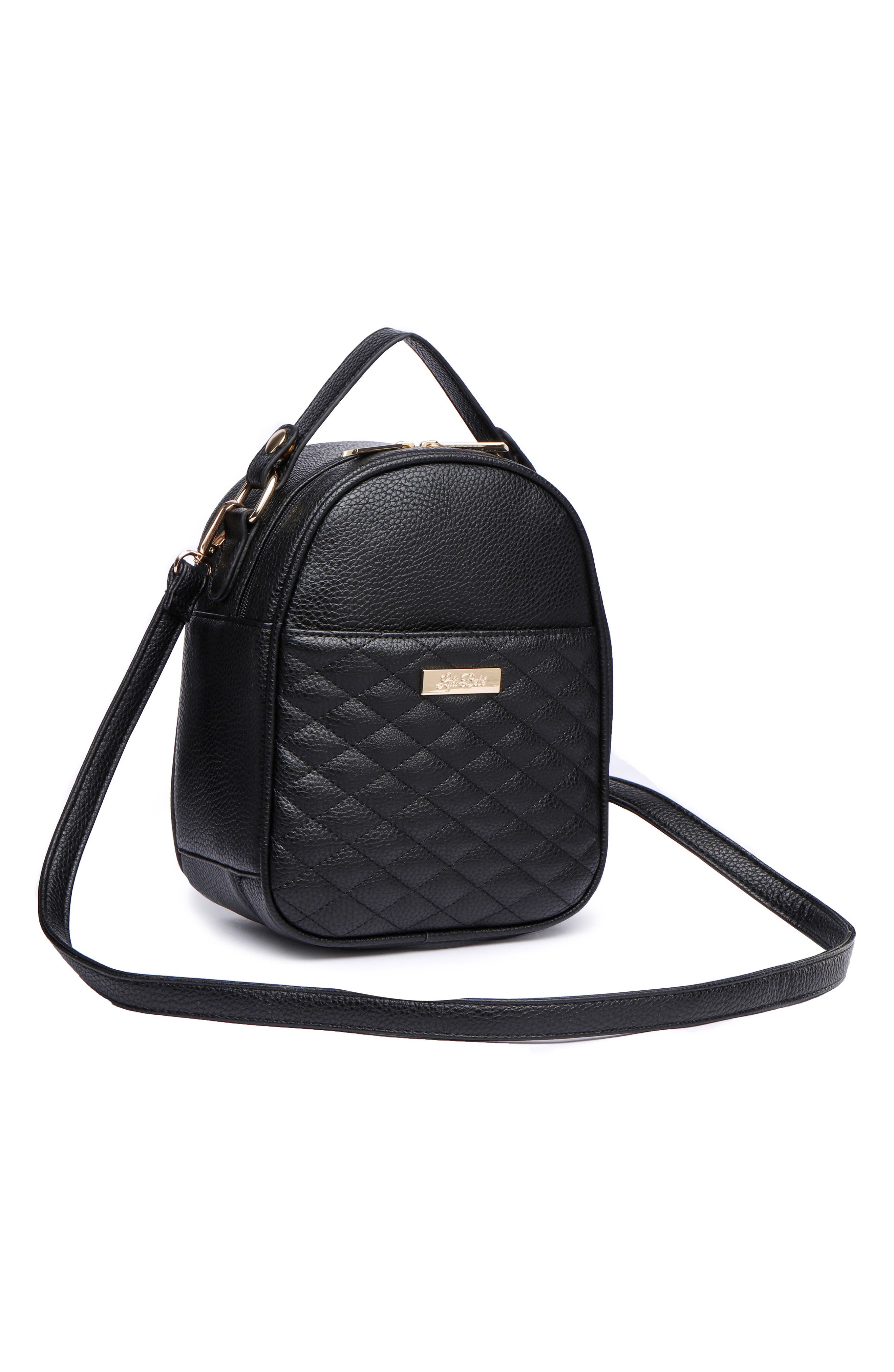 Luli Bebé Monaco Faux Leather Snack Bag, Alternate, color, Ebony Black