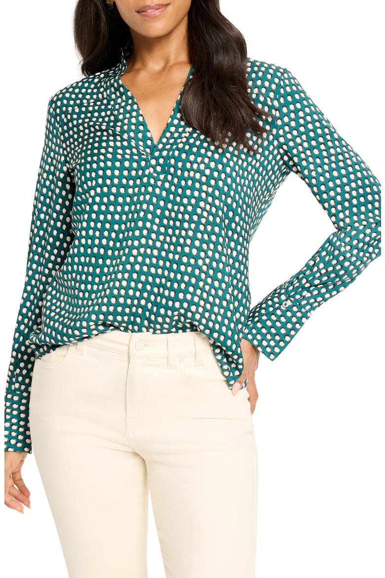 Shadow Dot Long Sleeve Top, Main, color, GREEN MULTI