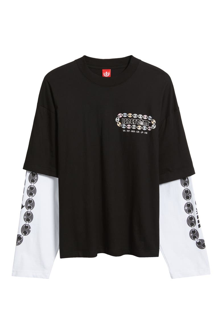 Jupiter Layered Long Sleeve Cotton Graphic T-Shirt, Alternate, color, BLACK