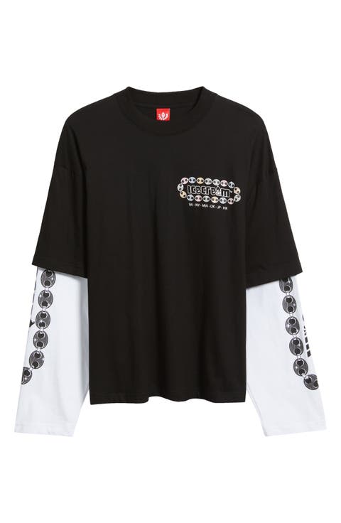 Jupiter Layered Long Sleeve Cotton Graphic T-Shirt