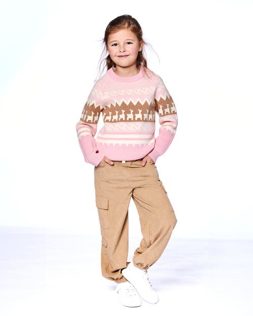 Deux Par Deux Llama Jacquard Sweater In Pink