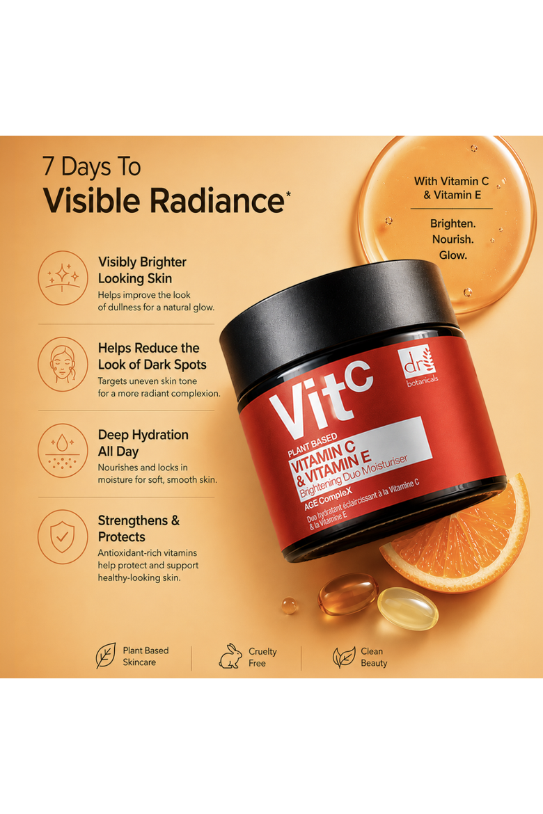 Vitamin C 1% & Vitamin E Brightening Duo Moisturiser 60ml for Brightening, Dark Spots, Alternate, color, White