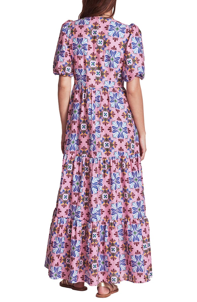 Boden Mixed Print Tiered Cotton Maxi Dress, Alternate, color, Formica Pink, Bloom Mosaic