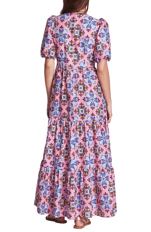 Boden Mixed Print Tiered Cotton Maxi Dress In Pink