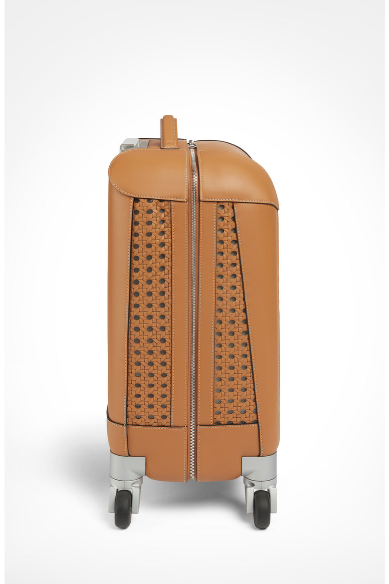 Calfskin Lucite Handle Carry-on 19 Luggage, Alternate, color, Walnut