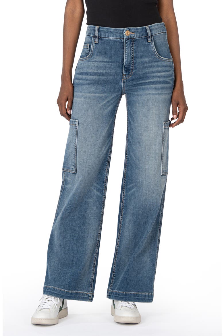 Jodi Fab Ab High Waist Wide Leg Cargo Jeans, Main, color, CREATIVE