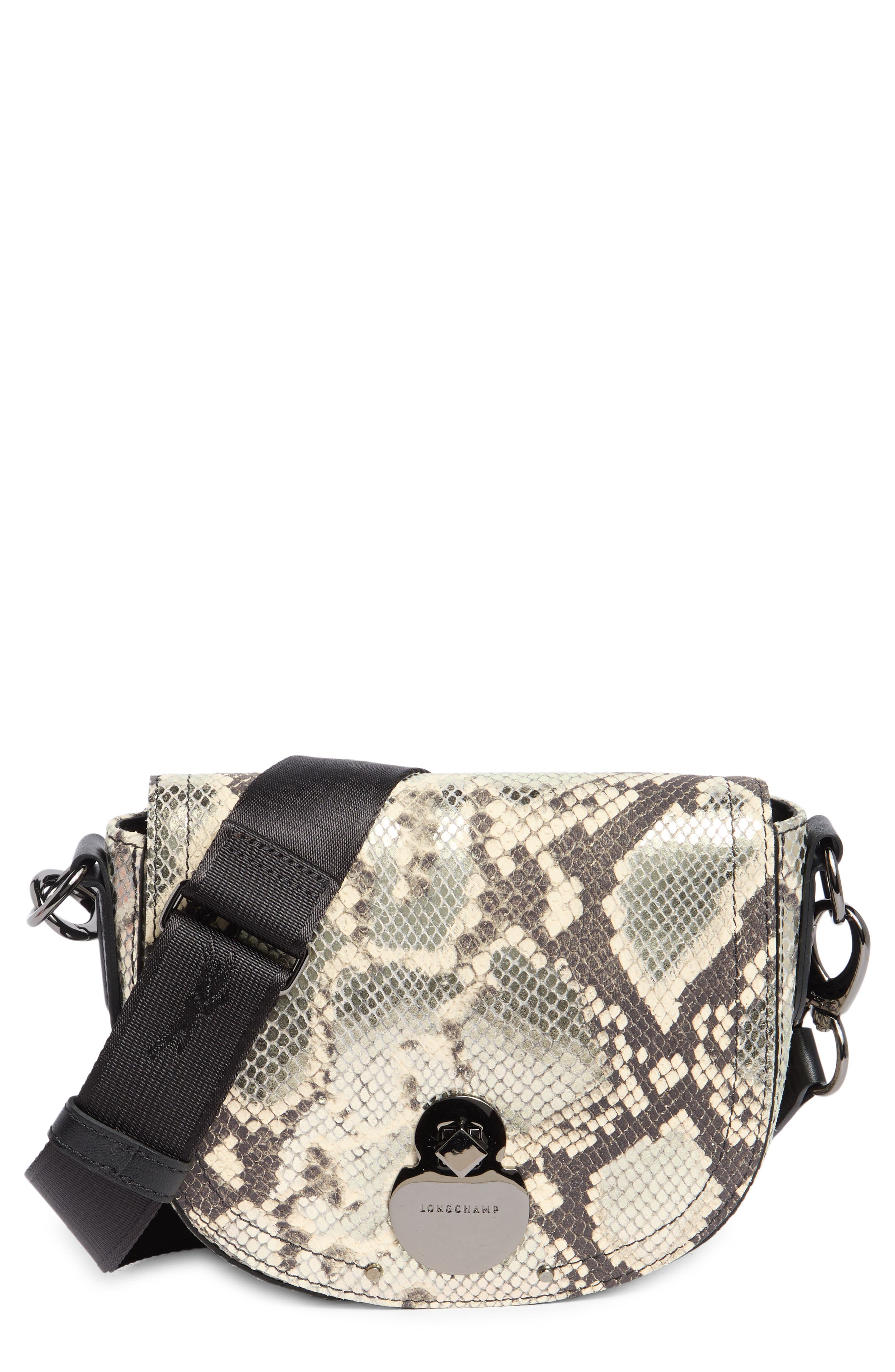 Longchamp Small Cavalcade Snakeskin Print Leather Crossbody Bag