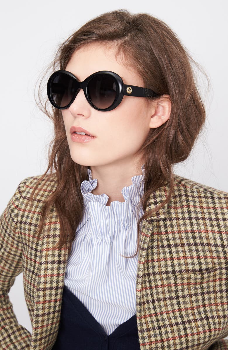 Gucci 51mm Gradient Lens Round Sunglasses, Alternate, color,