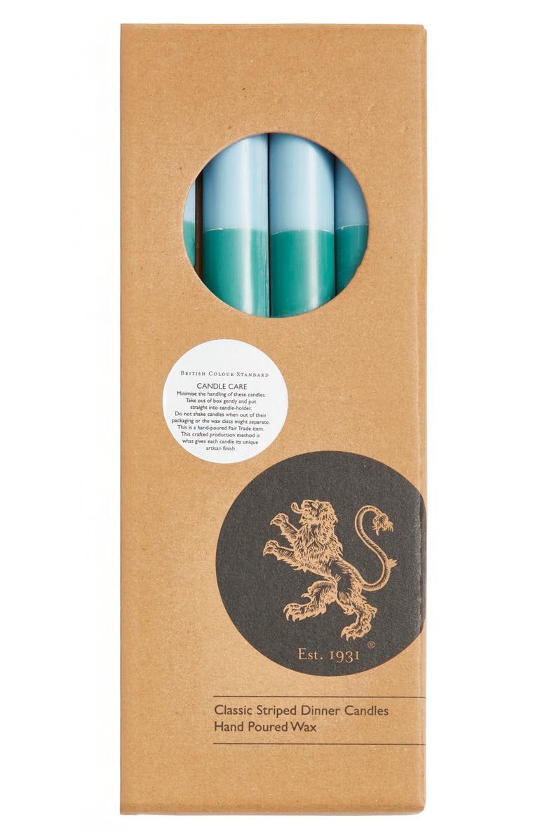 BRITISH COLOUR STANDARD 4-Pack Stripe Dinner Candles, Alternate, color, Beryl Bokara Moonstone