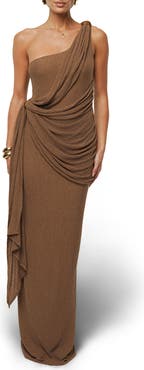 JLUXLABEL Drape One-Shoulder Gown