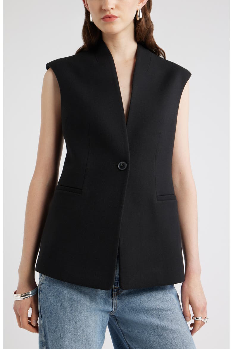 One-Button Vest, Main, color, BLACK