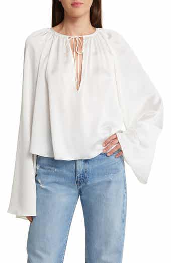 FRAME Gathered Neck Blouse