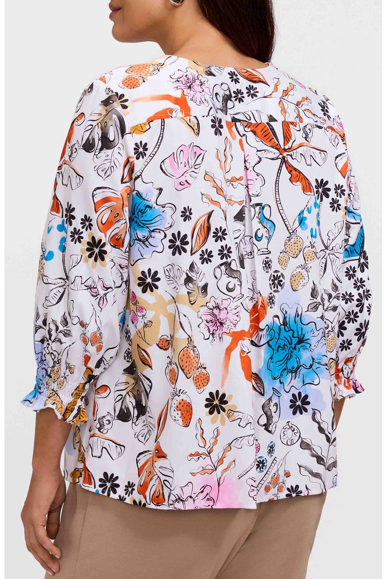 Alicia Floral Cotton Popover Top, Alternate, color, ORANGE MULTI