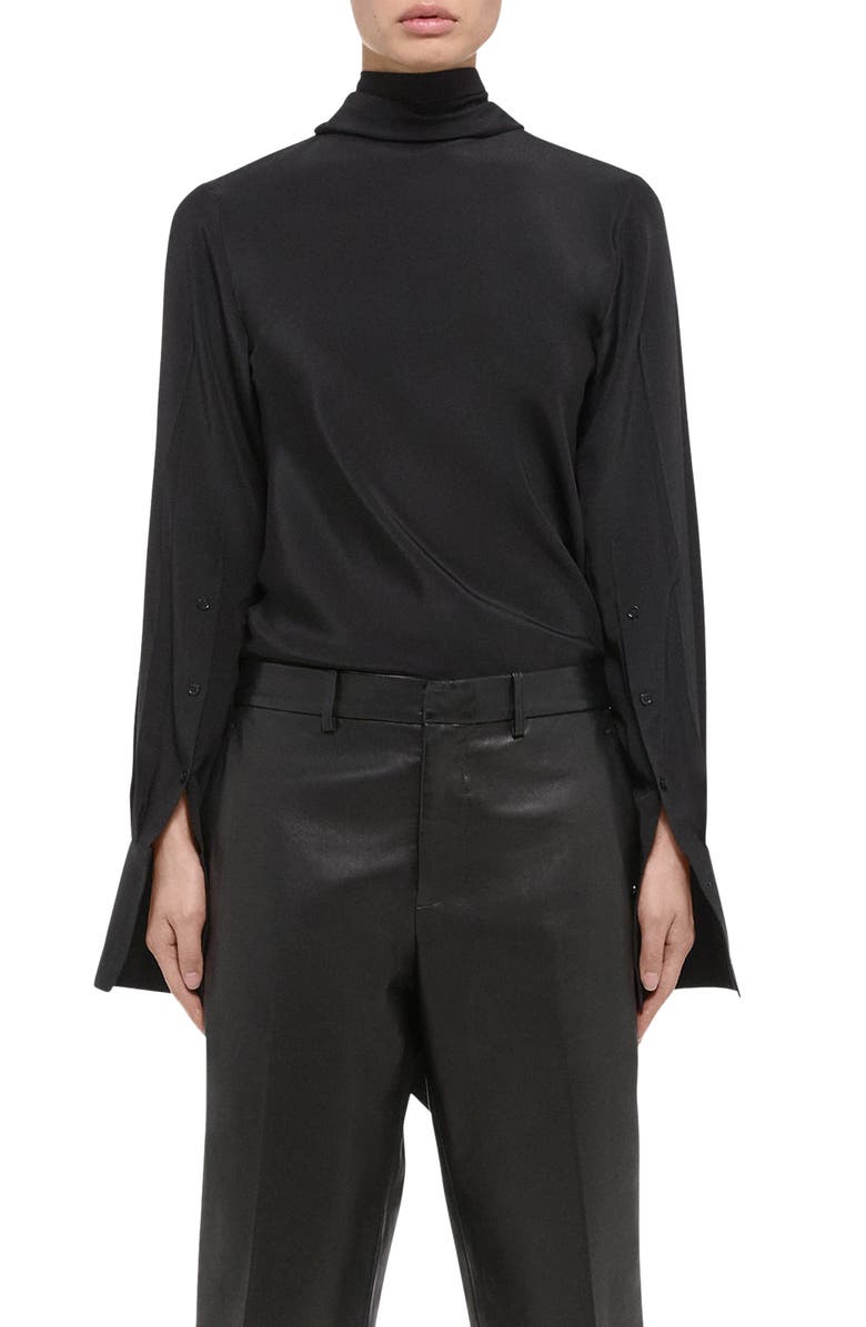 Silk Long Sleeve Top with Scarf