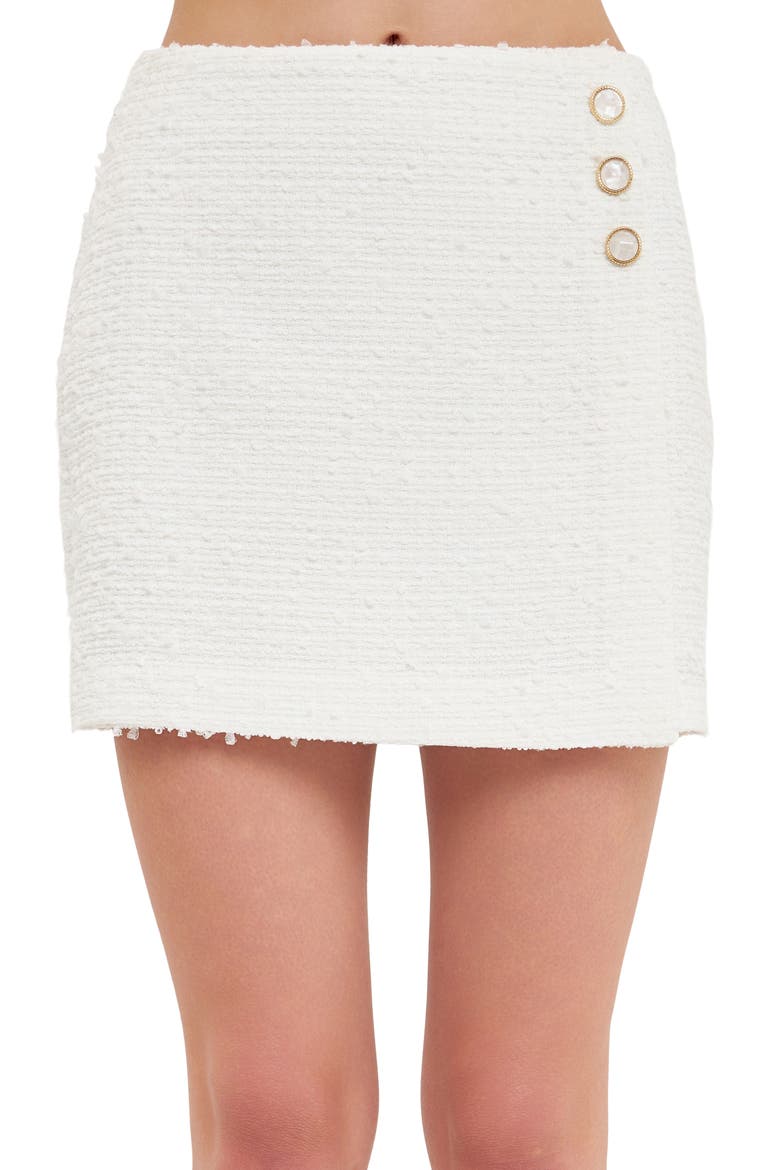 Three-Button Tweed Miniskirt, Alternate, color, WHITE
