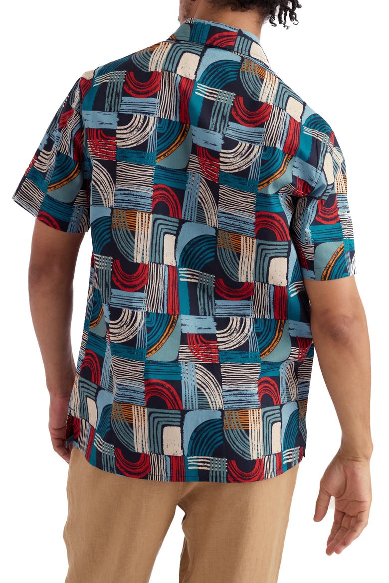 Godrev Print Organic Cotton Shirt, Alternate, color, DRAWN SHAPES SKETCH INKWELL