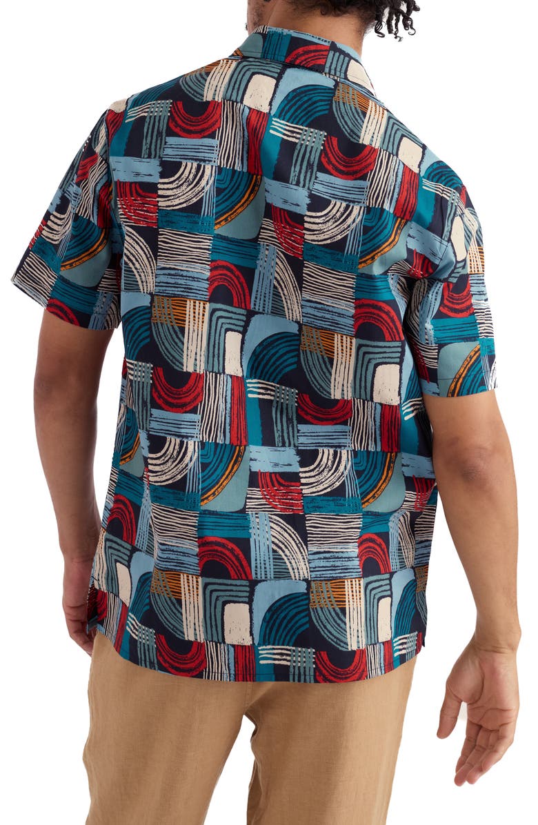 Seasalt Cornwall Godrev Print Organic Cotton Shirt, Alternate, color, Drawn Shapes Sketch Inkwell