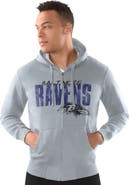 STARTER Men's Starter Heather Gray Baltimore Ravens Distressed Classic Full-Zip Hoodie