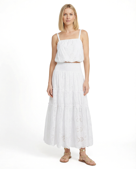 Dani Eyelet Embroidered Bubble Crop Top