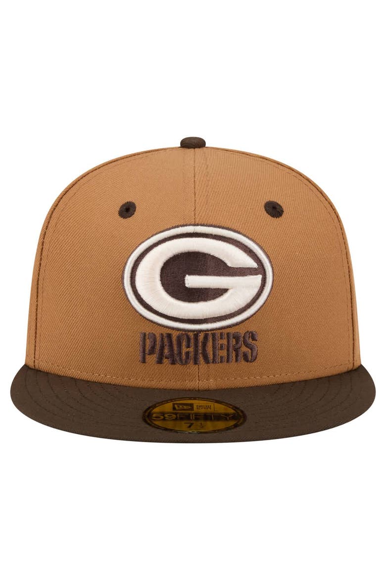 Men's New Era  Light Brown/Dark Brown Green Bay Packers Two-Tone Walnut 59FIFTY Fitted Hat, Alternate, color, Light Brown