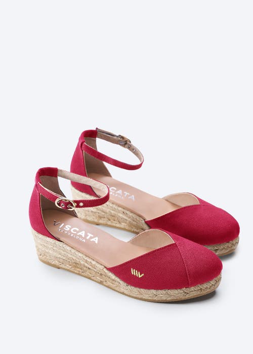 Viscata Formiga Canvas Espadrille Wedges In Cherry