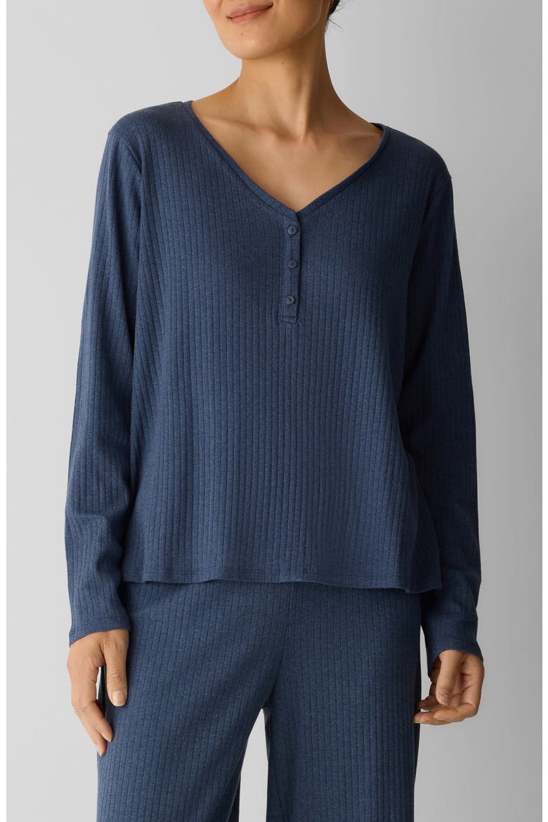 V-Neck Organic Cotton Henley, Main, color, BLUEBERRY