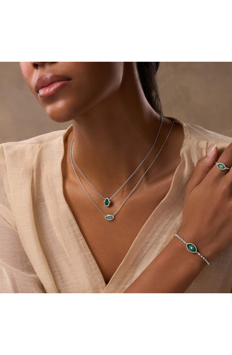 Karma and Luck Enduring Peace Evil Eye Malachite Silver Necklace, Alternate, color,