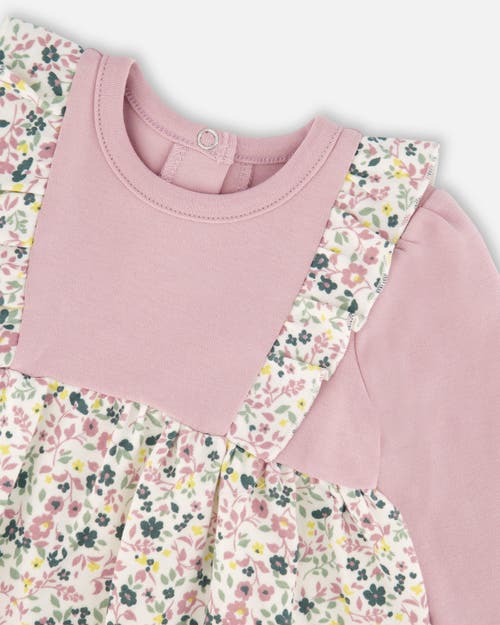 Deux Par Deux Organic Cotton Bi-material Tunic And Leggings Set In Pink
