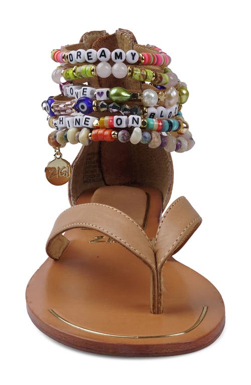 Zigi Farina Beaded Ankle Cuff Sandal In Tan Multi