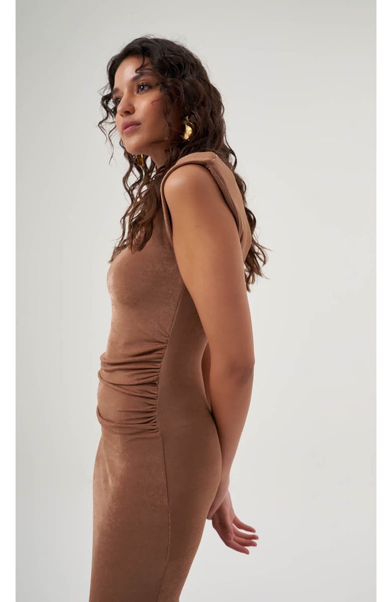 Mizalle MZL Sleeveless Gathered Dress, Alternate, color, Beige