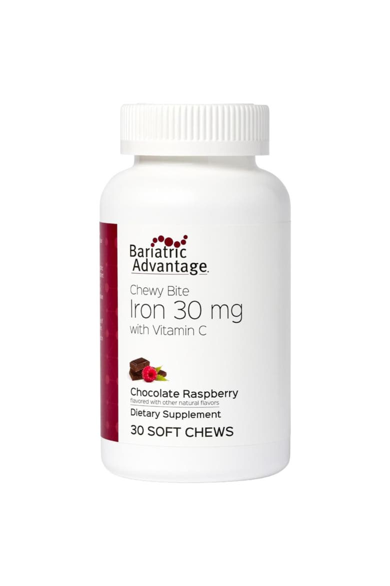 Iron 30 mg Chewy Bite with Vitamin C Chocolate Raspberry Supplement 30 Count, Main, color, None