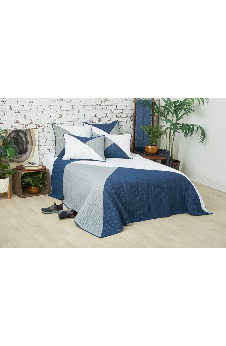 carol & frank Asymmetrical King Quilt, Main, color, Blue
