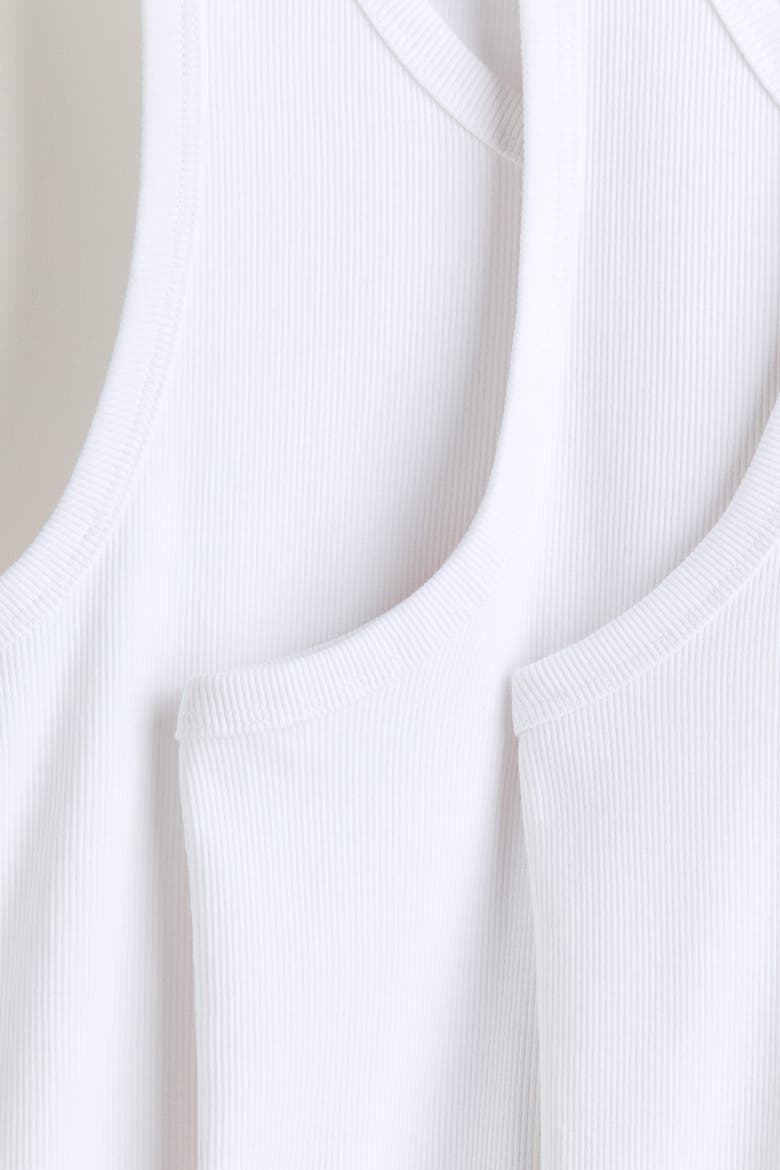 3-pack Slim Fit Ribbed Vest Tops, Alternate, color, White